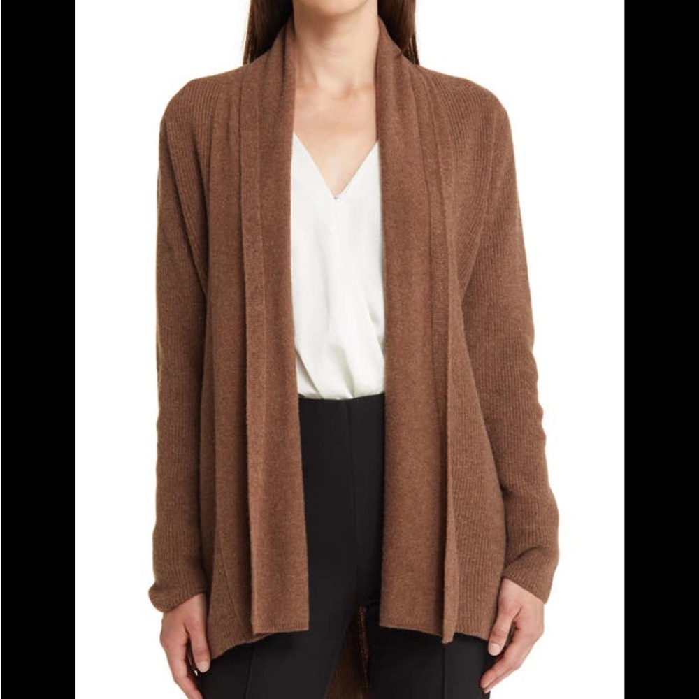 Kobi Halperin Womenâs Xs Brown Bryn Cashmere Cardigan Sweater Minimalist Classic